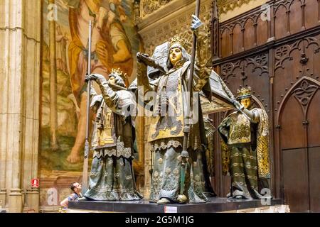Tomb of Christopher Columbus, Cathedral of Seville, Cathedral of Santa Maria de la Sede, Seville, Andalusia, Spain, Europe Stock Photo