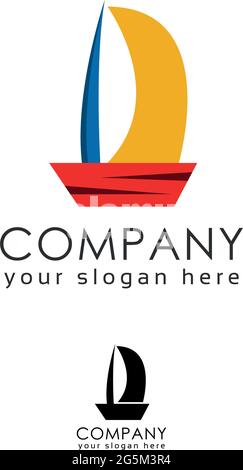 Colorful ship logo template, Vector illustration on white background. Stock Vector