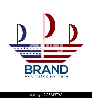 American Ship Logo. Flat design. Vector Illustration on white background Stock Vector