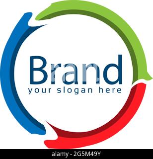 Abstract green, red and blue circle, technology logo. Stock Vector