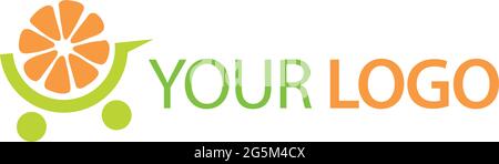 Fruit store logo template, flat design Stock Vector