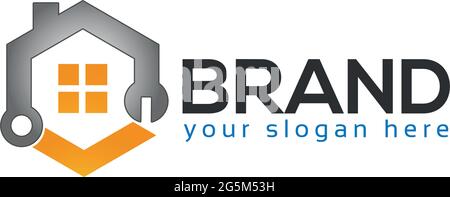 House and wrench. Home service logo Stock Vector