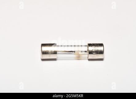 20 x 5mm electrical Fuse, blown, Glass bodied,international standard,  For use in a multitude of applications where safety and component protection is Stock Photo