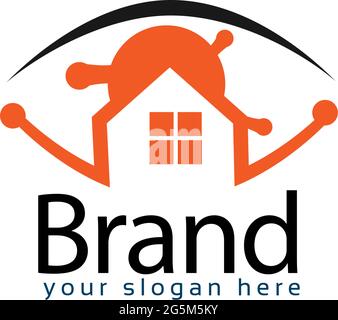 Eyes house logo stock, flat design. Concept of a tool to control the house Stock Vector
