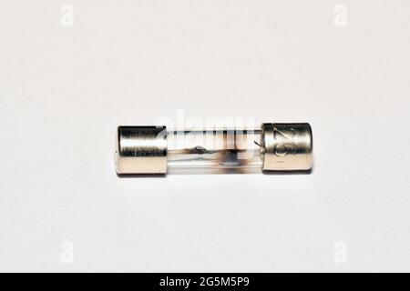 20 x 5mm electrical Fuse,blown, Glass bodied,international standard,  For use in a multitude of applications where safety and component protection is Stock Photo
