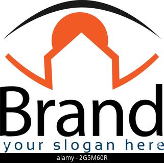 Eyes house logo stock, flat design. Concept of a tool to control the house Stock Vector