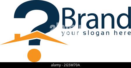 Question mark and house logo. Vector illustration about buy, sell and rent houses. Stock Vector