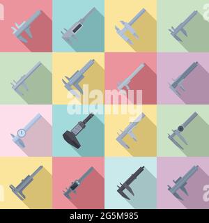 Calipers icons set flat vector. Calibrated trammel Stock Vector