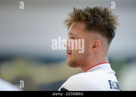 Sheffield, England - 26 June 2021 - Tom Halliwell Captain of England during the Rugby League Wheelchair International  England vs Wales at English Institute of Sport, Sheffield, UK  Dean Williams/Alamy Live News Stock Photo