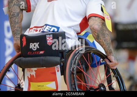 Sheffield, England - 26 June 2021 - Close up detail during the Rugby League Wheelchair International  England vs Wales at English Institute of Sport, Sheffield, UK  Dean Williams/Alamy Live News Stock Photo