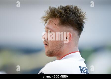 Sheffield, England - 26 June 2021 -Tom Halliwell Captain of England during the Rugby League Wheelchair International  England vs Wales at English Institute of Sport, Sheffield, UK  Dean Williams/Alamy Live News Stock Photo