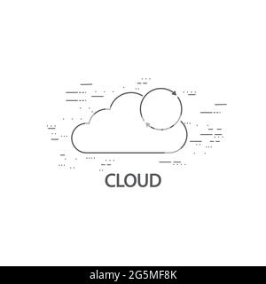 Cloud computing thin flat design Stock Vector