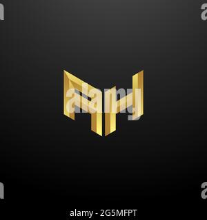AH Logo Monogram Letter Initials Design Template with Gold and Black Background Vector icon modern Stock Vector