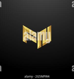 FN Logo Monogram Letter Initials Design Template with Gold and Black Background Vector icon modern Stock Vector