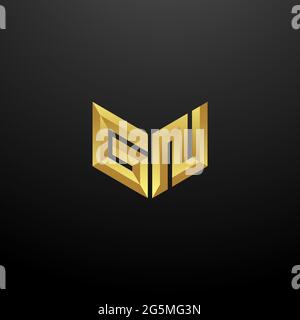 GN Logo Monogram Letter Initials Design Template with Gold and Black Background Vector icon modern Stock Vector