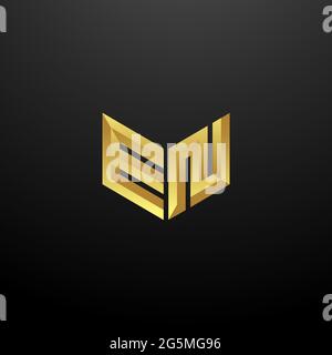 EN Logo Monogram Letter Initials Design Template with Gold and Black Background Vector icon modern Stock Vector