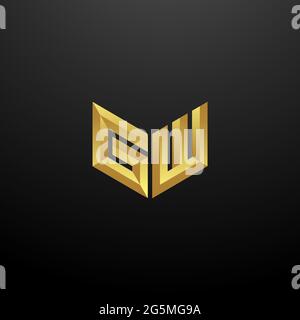 GW Logo Monogram Letter Initials Design Template with Gold and Black Background Vector icon modern Stock Vector