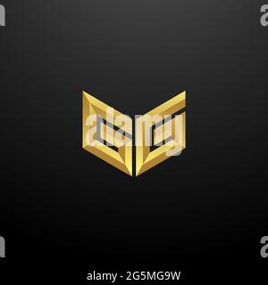 GG Logo Monogram Letter Initials Design Template with Gold and Black Background Vector icon modern Stock Vector