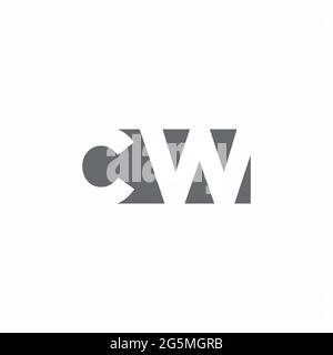 CW Logo monogram with negative space style design template isolated on white background Stock Vector