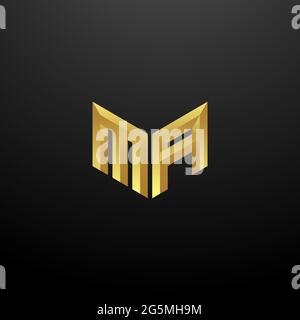 MA Logo Monogram Letter Initials Design Template with Gold and Black Background Vector icon modern Stock Vector