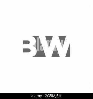 BW Logo monogram with negative space style design template isolated on white background Stock Vector