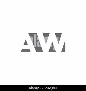 AW Logo monogram with negative space style design template isolated on white background Stock Vector