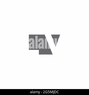 LV Logo monogram with negative space style design template isolated on white background Stock Vector