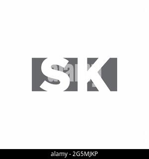 SK Logo monogram with negative space style design template isolated on white background Stock Vector