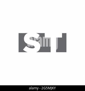ST Logo monogram with negative space style design template isolated on white background Stock Vector