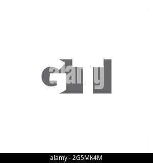 GT Logo monogram with negative space style design template isolated on white background Stock Vector