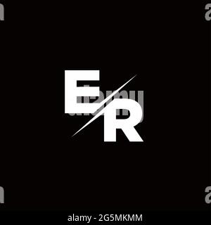 Logo Letter Monogram Slash with Modern logo designs template on Black Color and White background Stock Vector