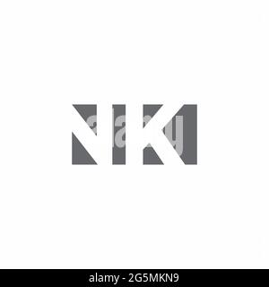 NK Logo monogram with negative space style design template isolated on white background Stock Vector