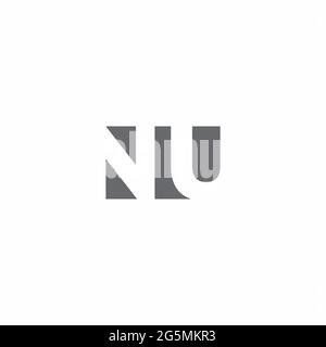 NU Logo monogram with negative space style design template isolated on white background Stock Vector