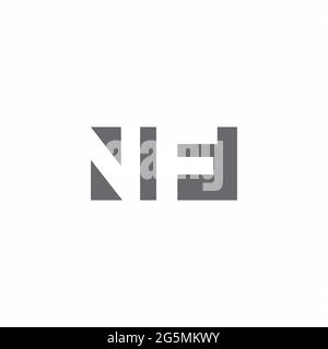 NF Logo monogram with negative space style design template isolated on white background Stock Vector