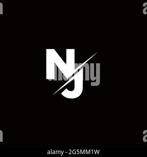 Logo Letter Monogram Slash with Modern logo designs template on Black Color and White background Stock Vector