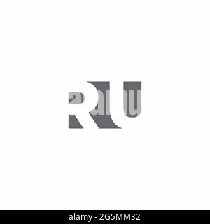 RU Logo monogram with negative space style design template isolated on white background Stock Vector