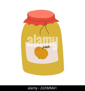 Delicious apple jam in a home jar. Stock Vector