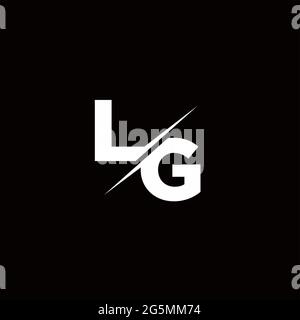 Logo Letter Monogram Slash with Modern logo designs template on Black Color and White background Stock Vector