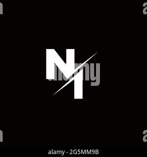 Logo Letter Monogram Slash with Modern logo designs template on Black Color and White background Stock Vector