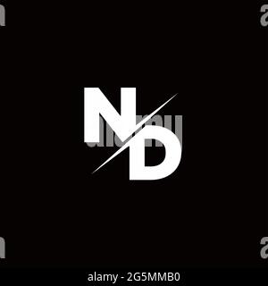 Logo Letter Monogram Slash with Modern logo designs template on Black Color and White background Stock Vector