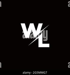 Logo Letter Monogram Slash with Modern logo designs template on Black Color and White background Stock Vector