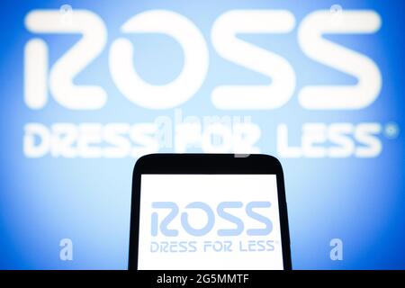 Ukraine. 28th June, 2021. In this photo illustration, Ross Stores (Ross Dress for Less) logo is seen on a smartphone and a pc screen. Credit: SOPA Images Limited/Alamy Live News Stock Photo