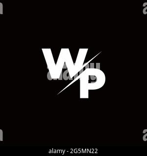 Logo Letter Monogram Slash with Modern logo designs template on Black Color and White background Stock Vector