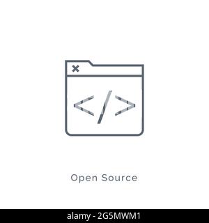 Open source code icon. Software vector open source line flat background Stock Vector