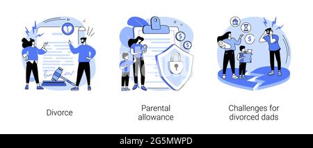 Family breakdown abstract concept vector illustrations. Stock Vector