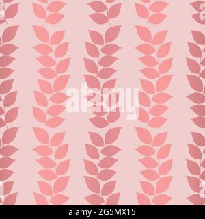 Floral rose gold seamless pattern Vector illustration Glowing metallic leaves on light pink backdrop Stock Vector
