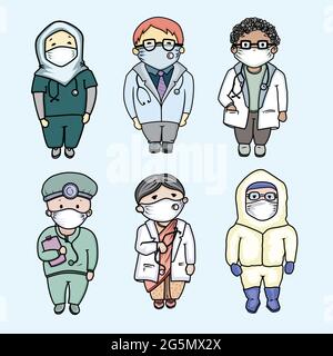 Multinational Doctors in different outfits, Different specializations, different cultures, International doctors day Stock Vector