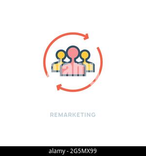 Customer remarketing icon. Vector research remarketing concept Stock Vector