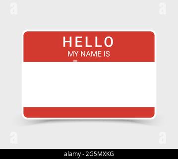 Name tag hello sticker badge. My nametag label vector hello card introduction blank sign Stock Vector