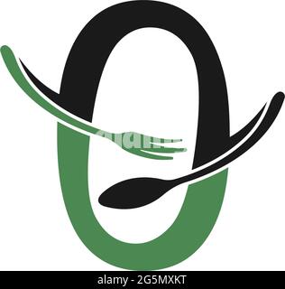 Number zero with fork and spoon logo icon design vector illustration Stock Vector